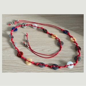 Red Cord Multi-Stone Tie Belt